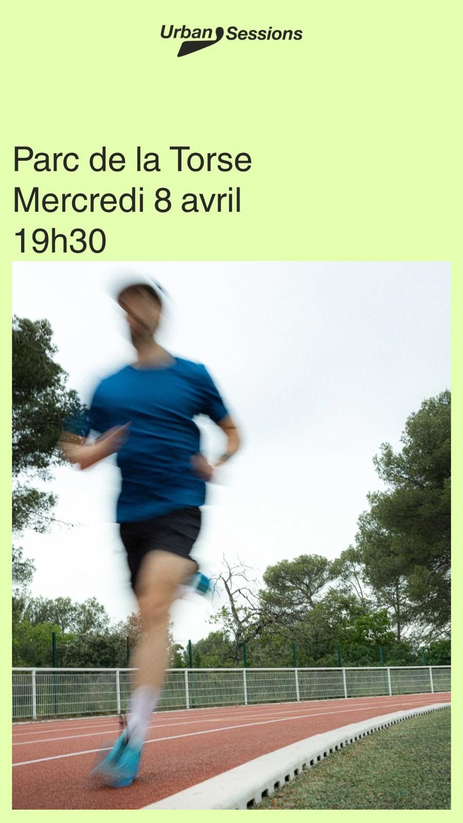 Affiche lime de la première Urban Session, parc de la Torse, mercredi 8 avril 19h30.