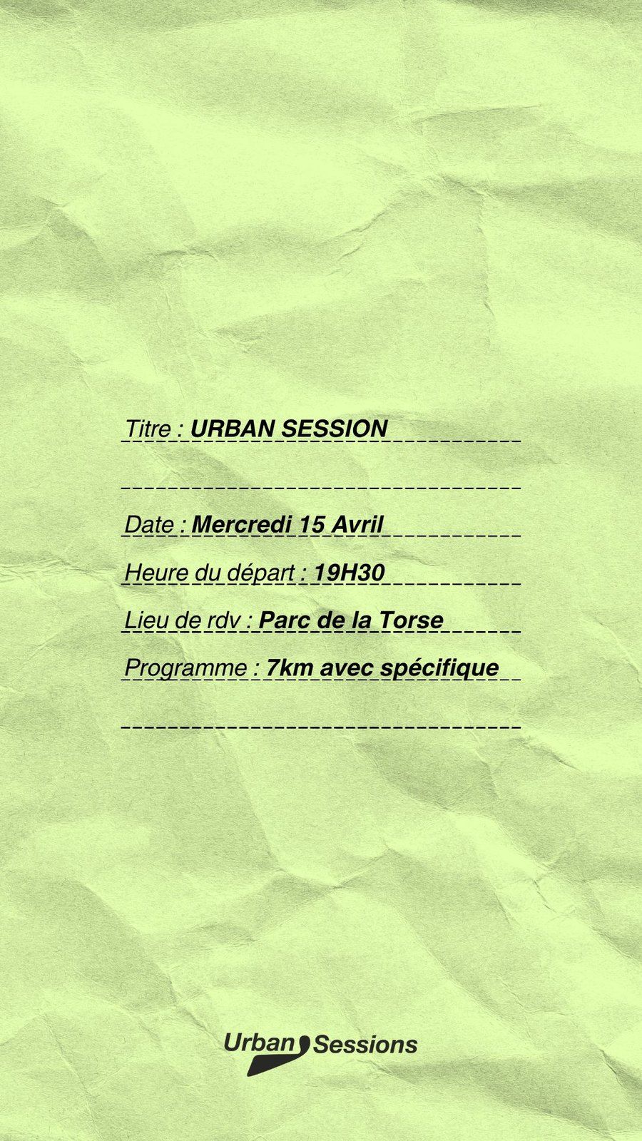 Fiche lime de l’Urban Session du 15 avril.