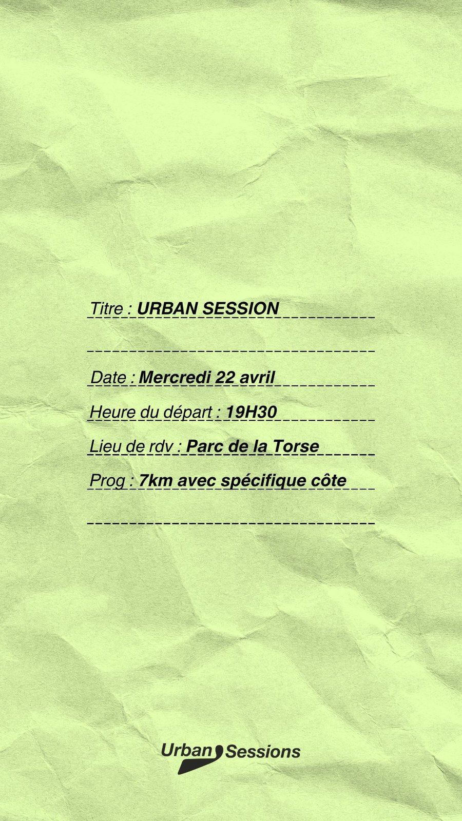Fiche lime de l’Urban Session du 22 avril.
