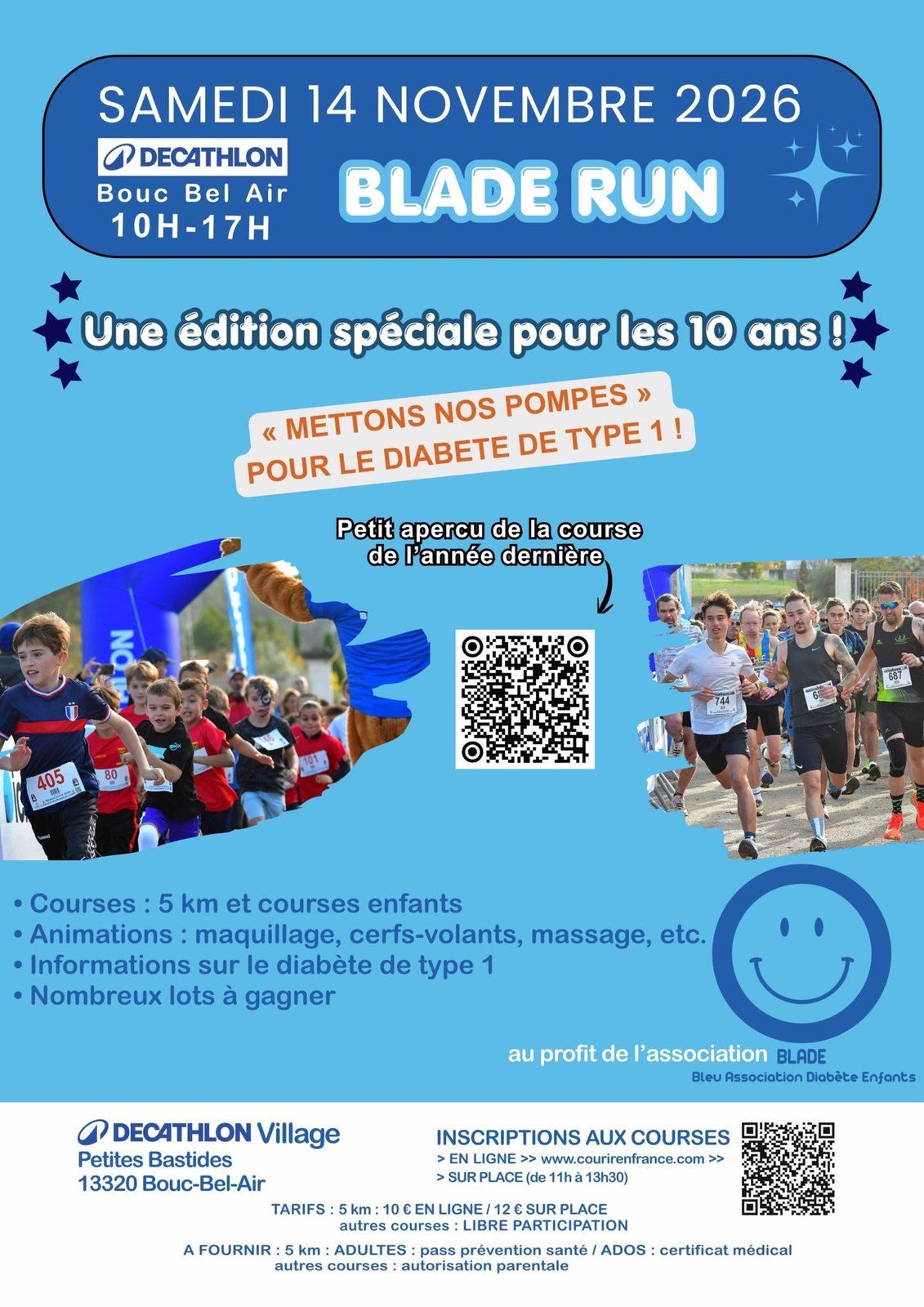 Affiche Blade Run, samedi 14 novembre 2026, Decathlon Village Bouc-Bel-Air, 10h-17h.